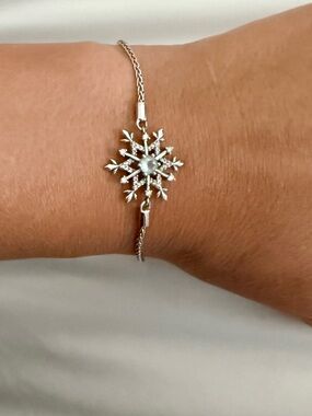 Enchanted Disney Snowflake Bolo Bracelet-silver